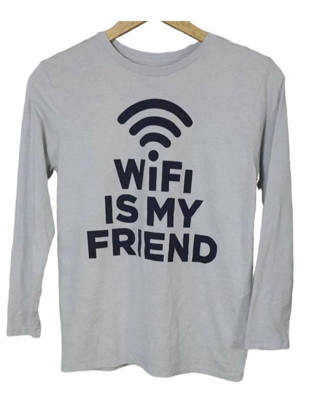 Children's Place Boys Wifi Is My Friend Graphic T Shirt Gray Large Long Sleeve